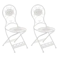 lot de 2 chaises de jardin pliables en métal blanc