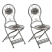 lot de 2 chaises de jardin pliables en métal bronze