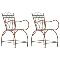 lot de 2 chaises de jardin en métal marron antique