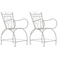 lot de 2 chaises de jardin en métal blanc antique