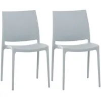 lot 2 chaises de jardin empilables en plastique gris clair
