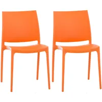lot 2 chaises de jardin empilables en plastique orange