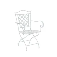 chaise de jardin avec accoudoirs en métal blanc