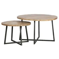 table basse rond en bois et métal