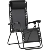 fauteuil relax de jardin pliant en aluminium noir