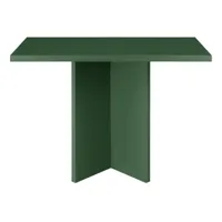 table de salle à manger carrée laquée mdf 3cm verte cèdre 100x100cm