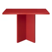 table de salle à manger carrée laquée mdf 3cm rouge flamme 100x100cm