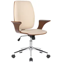 chaise de bureau réglable pivotante en similicuir noyer / crème