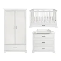 chambre bébé : trio - lit évolutif 70x140 commode armoire blanc