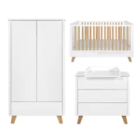 chambre bébé : trio - lit évolutif 70x140 commode armoire blanc