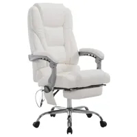 chaise de bureau massant et réglable en similicuir blanc