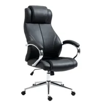 chaise de bureau pivotant ergonomique en véritable cuir noir