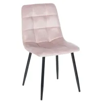 chaise de salle à manger avec pieds en métal en velours rose