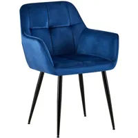 chaise salle à manger avec accoudoirs en velours bleu
