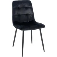 chaise de salle à manger avec pieds en métal en velours noir