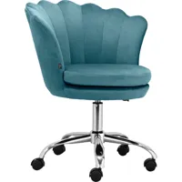 chaise de bureau rembourrée en velours bleu