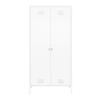 armoire avec 2 portes en métal blanc