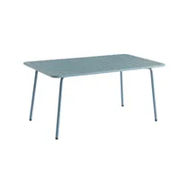 table de jardin en acier bleu givré 160x90 cm