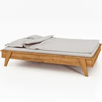 lit avec pieds inclinés bois clair 160x200