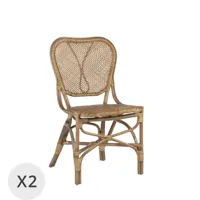 set de 2 chaises en rotin beige