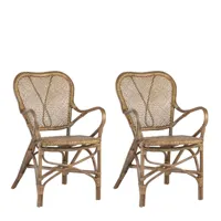 set de 2 fauteuils en rotin beige