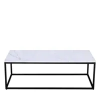 table basse en marbre blanc et métal 120x65cm blanc