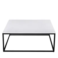 table basse carrée en marbre blanc et métal 100x100cm blanc
