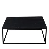 table basse carrée en marbre noir et métal 100x100cm noir