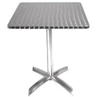 table carré à plateau basculant en inox gris 72x60x60 cm