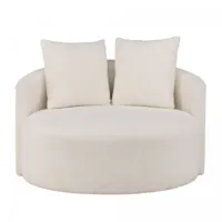 fauteuil rond moderne en tissu bouclé blanc