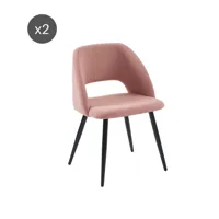 lot de 2 chaises  velours côtelé rose poudré pieds métal