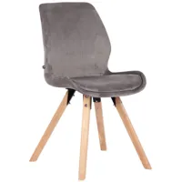 chaise avec pieds en bois en velours gris