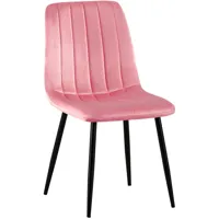chaise de salle à manger avec pieds métal assise en velours rose