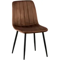 chaise de salle à manger avec pieds métal assise en velours marron