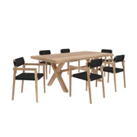 ensemble table et 6 chaises de jardin en bois de teck