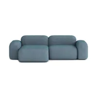 canapé d'angle 3 places tissu bleu