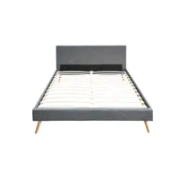 cadre de lit avec sommier à lattes - gris foncé - largeur 160 cm