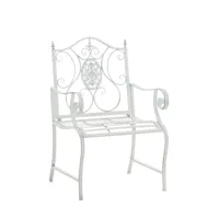 chaise de jardin avec accoudoirs en métal blanc antique