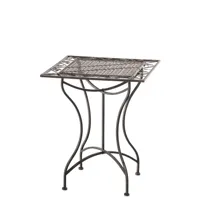 table de jardin carrée résistante en métal bronze