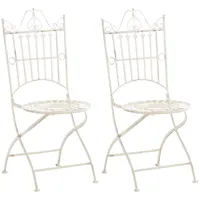 lot de 2 chaises de jardin pliables en métal crème antique