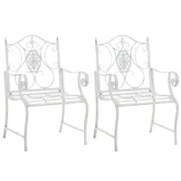 lot 2 chaises de jardin en métal blanc antique