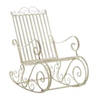 chaise à bascule de jardin avec accoudoirs en métal crème antique
