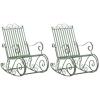 lot de 2 fauteuils à bascule pour jardin en métal vert antique