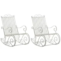 lot de 2 fauteuils à bascule pour jardin en métal blanc antique