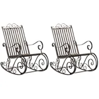 lot de 2 fauteuils à bascule pour jardin en métal bronze