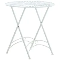 table de jardin ronde en métal blanc