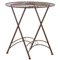 table de jardin ronde en métal marron antique
