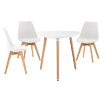 ensemble de 3 chaises et 1 table en bois blanc