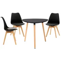 ensemble de 3 chaises et 1 table en bois noir