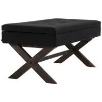 banquette avec pieds en bois assise en tissu noir